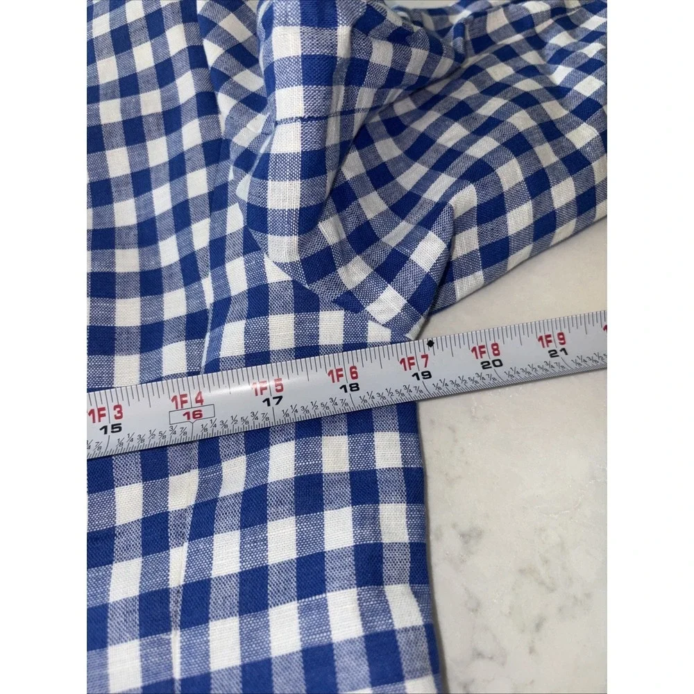 J Crew Schoolboy Gingham blazer Linen Womens 10 G1482 Lined Plaid Blue Summer